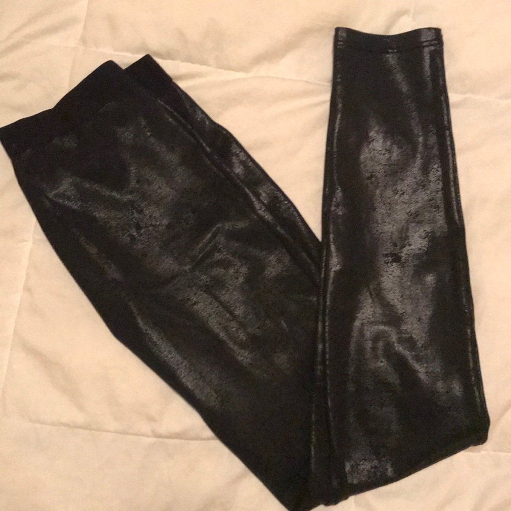 Black shine leggings -size S